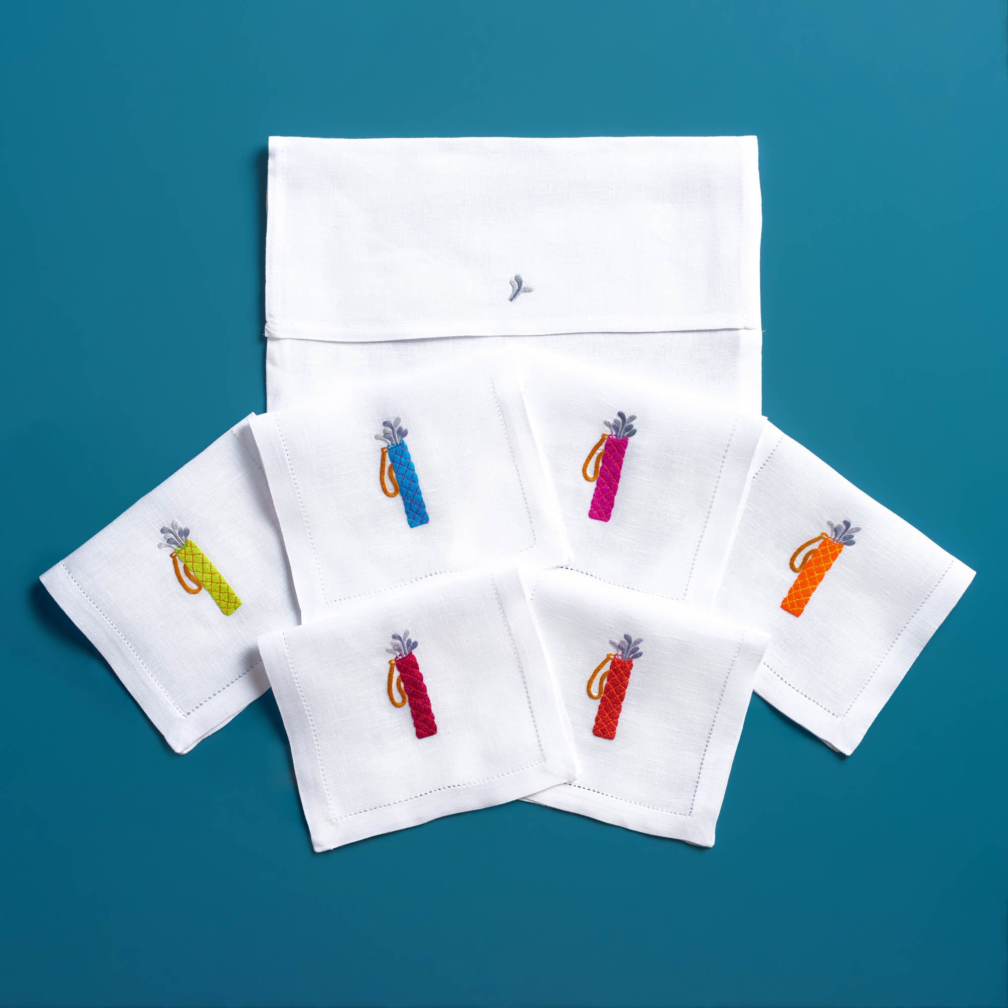 Table - Drink Placemat - Golf (Hand-Embroidered)