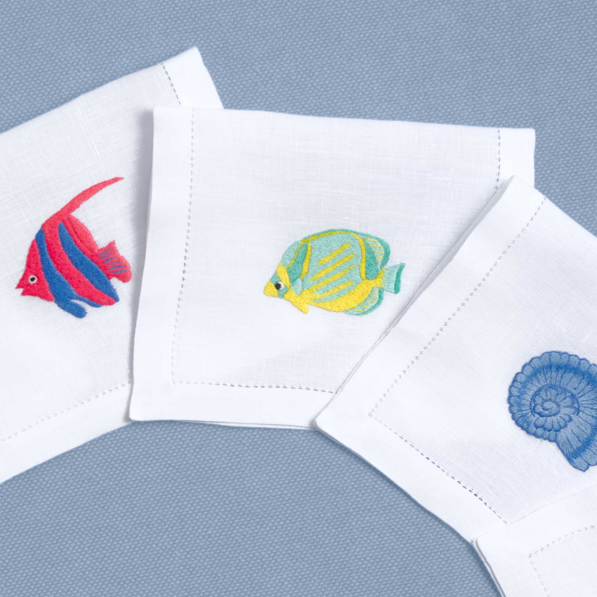 Table - Drink Placemat - Exotic Fish (Hand Embroidered)