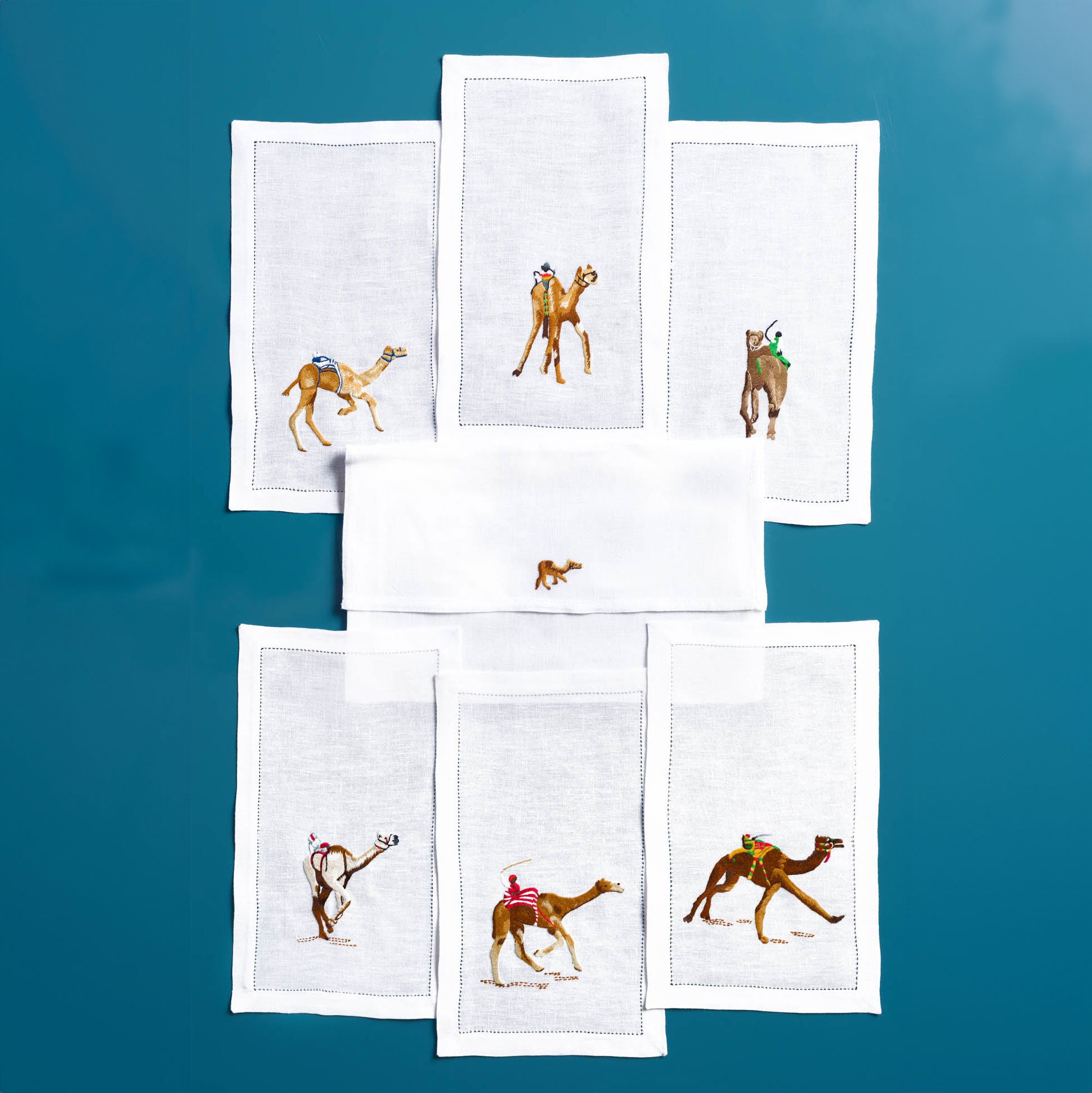 Table - Drink Placemat - Camels (Hand-Embroidered)