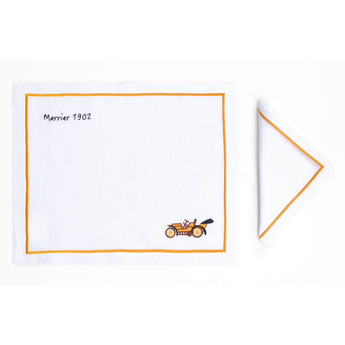 Merrier 1902 — hand-embroidered Italian linen placemat | Maison Alia