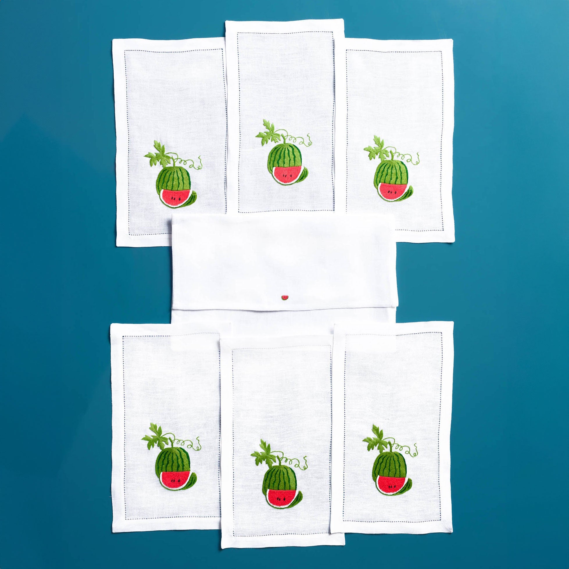 Table - Drink Placemat - Watermelon (Hand-Embroidered)