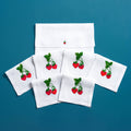 Strawberries - Cocktail Napkins — hand-embroidered Italian linen cocktail napkin | Maison Alia