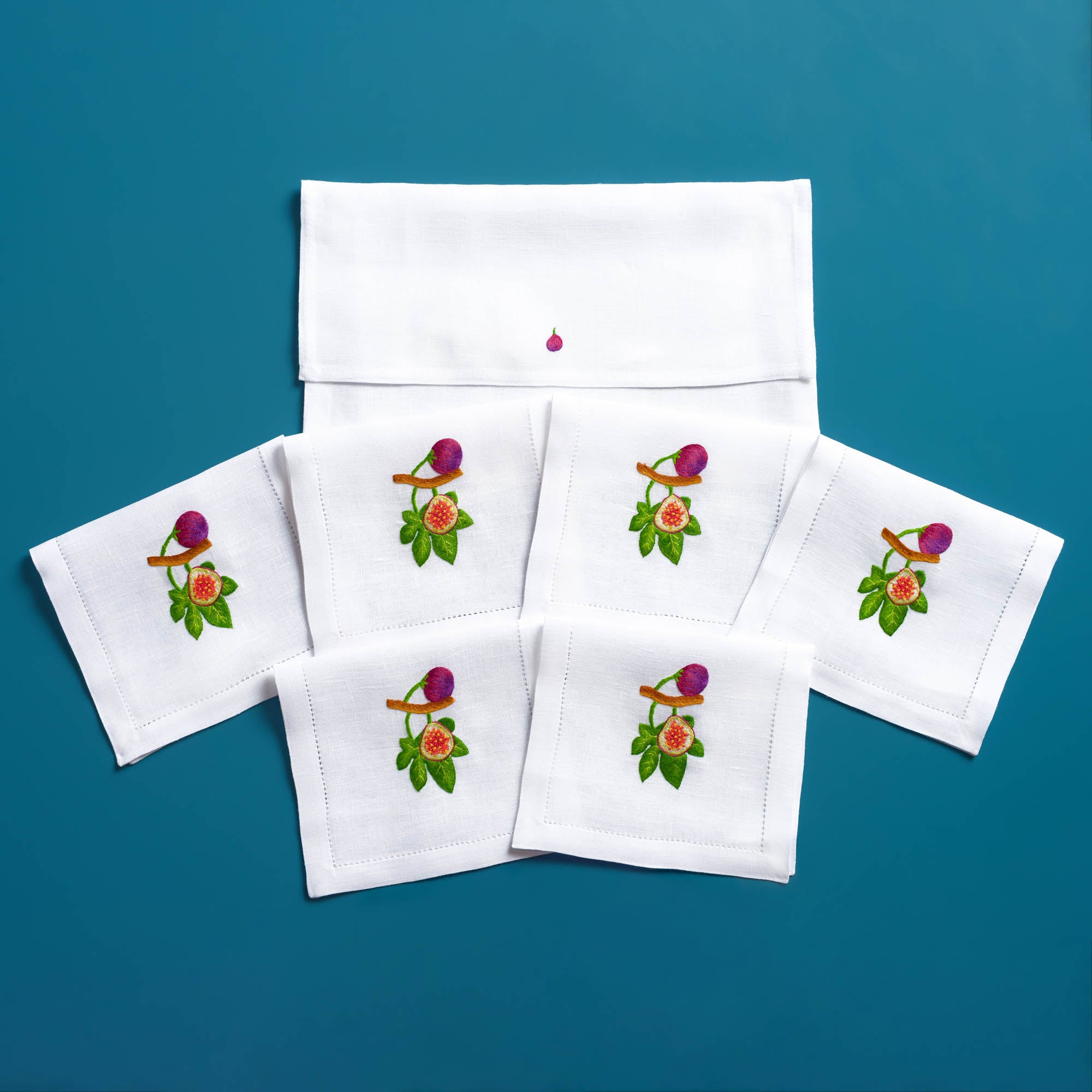 Table - Drink Placemat - Fig (Hand-Embroidered)