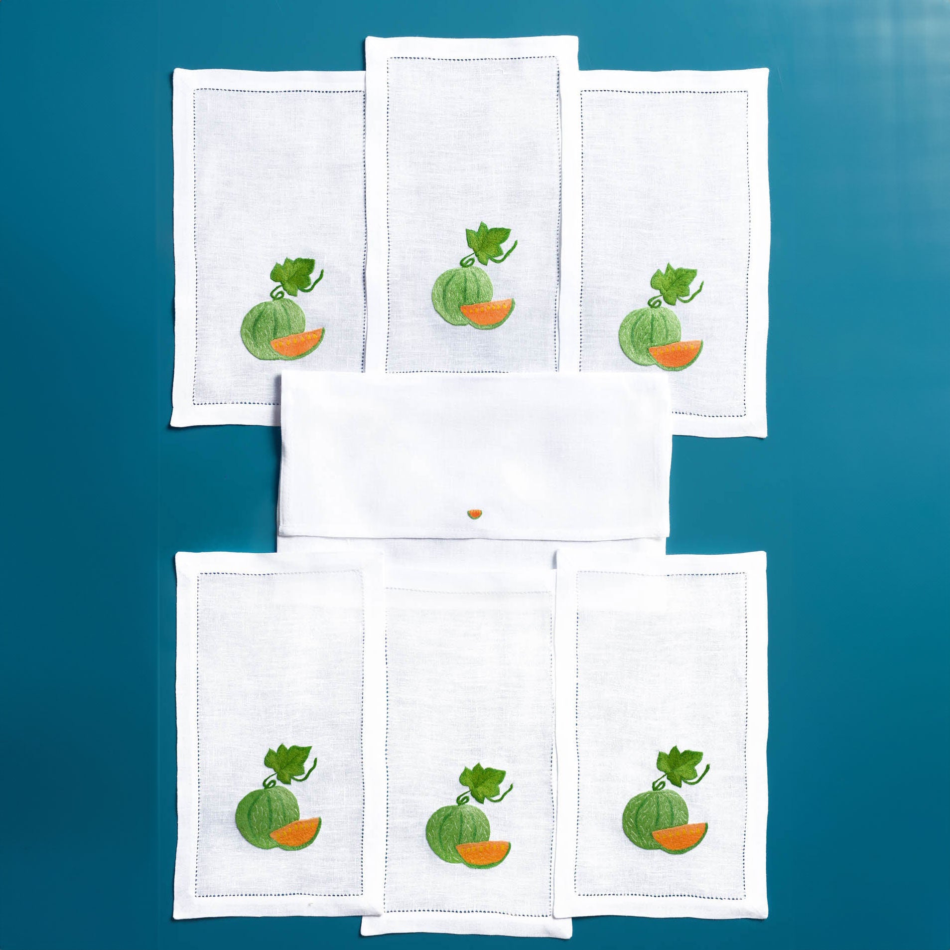 Table - Drink Placemat - Melon (Hand-Embroidered)
