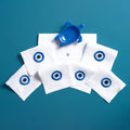 Oeil Grec - Cocktail Napkins — hand-embroidered Italian linen cocktail napkin | Maison Alia