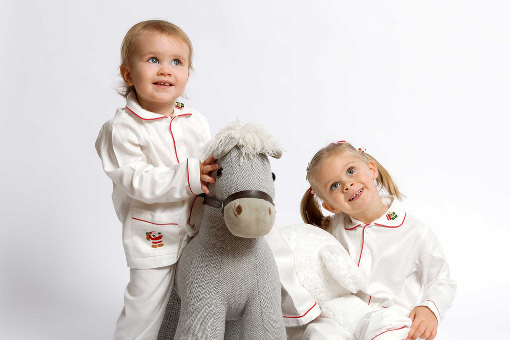 Kids - Pyjama Collection - White & Red Piping (Christmas)