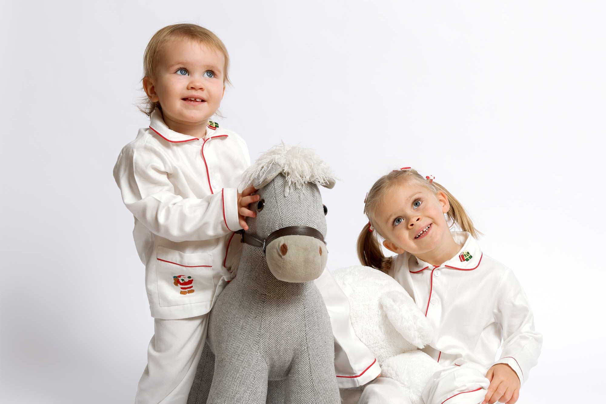 Kids - Pyjama Collection - White & Red Piping (Christmas)