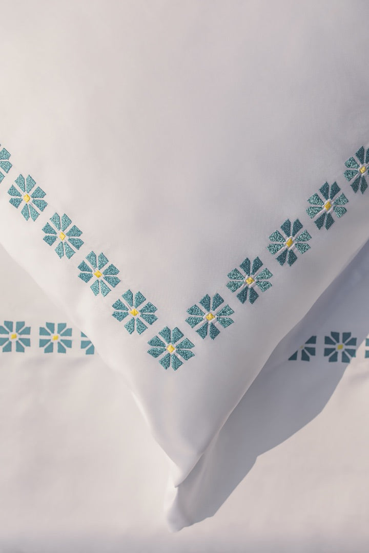 Margherita Blu — embroidered bed linen set | Maison Alia