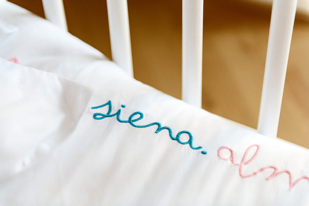In Your Own Words — personalised embroidered kids bed linen | Maison Alia