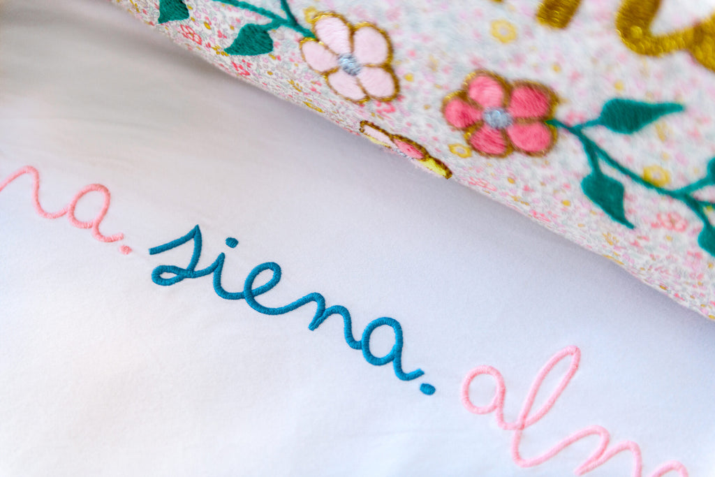 In Your Own Words — personalised embroidered kids bed linen | Maison Alia