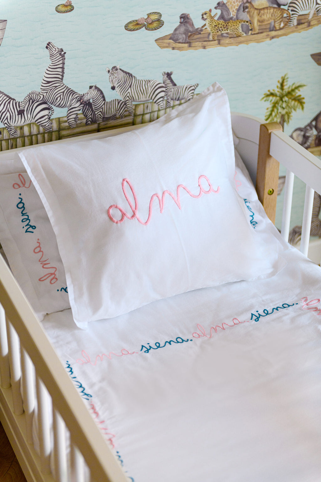 In Your Own Words — personalised embroidered kids bed linen | Maison Alia