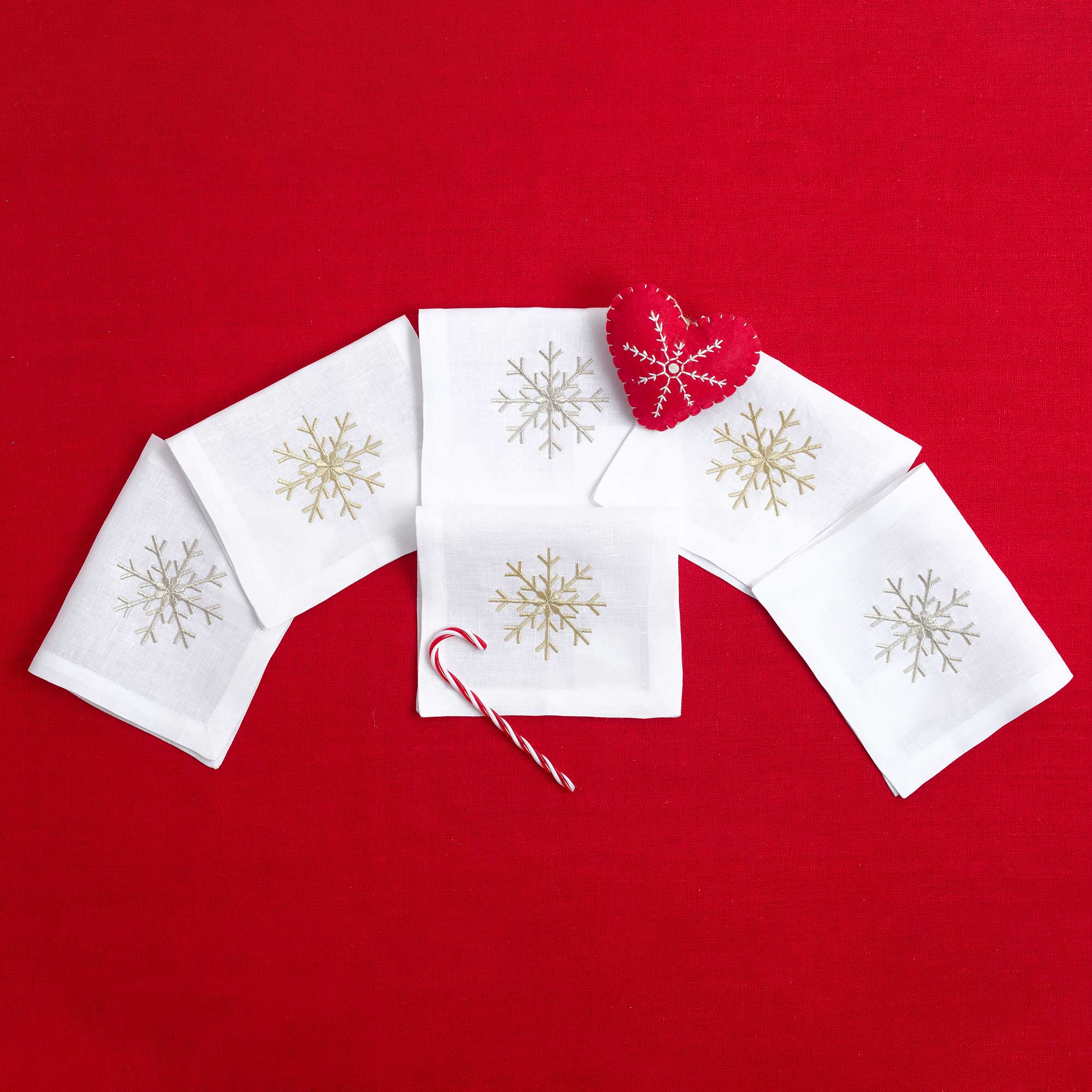 Table - Drink Placemat - Silver & Golden Snow Flakes