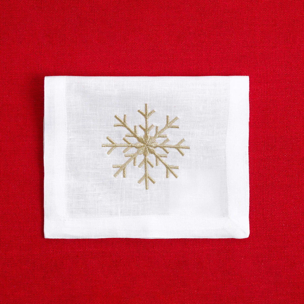 Table - Drink Placemat - Silver & Golden Snow Flakes