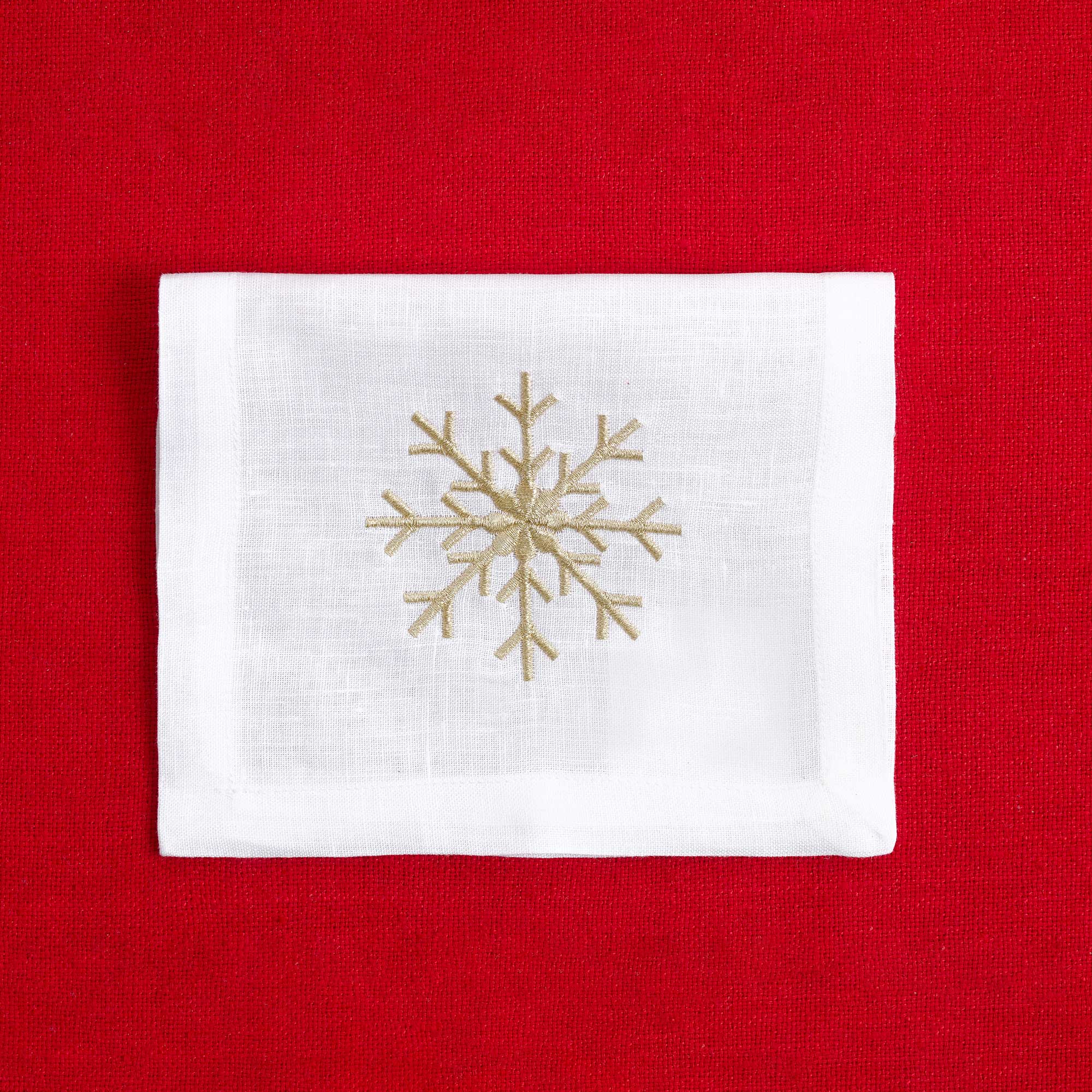 Table - Drink Placemat - Silver & Golden Snow Flakes