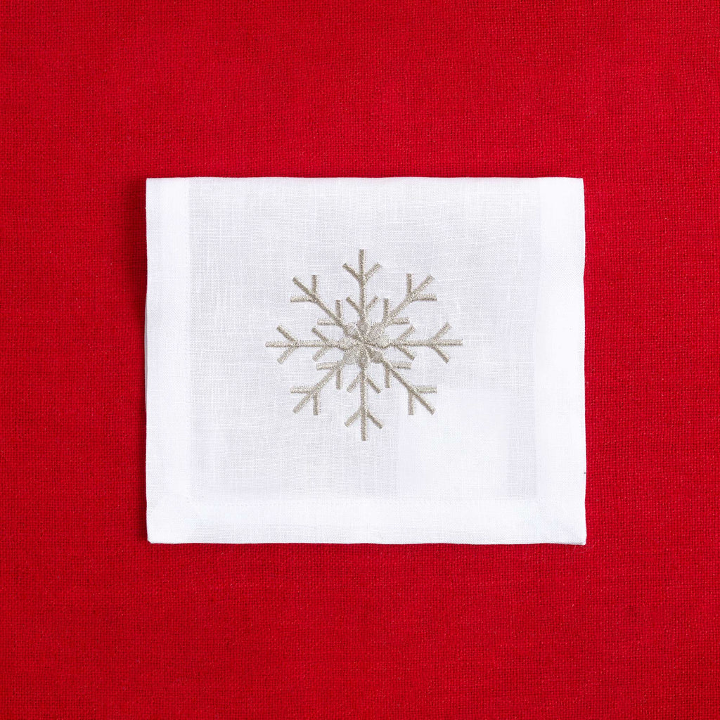 Table - Drink Placemat - Silver & Golden Snow Flakes