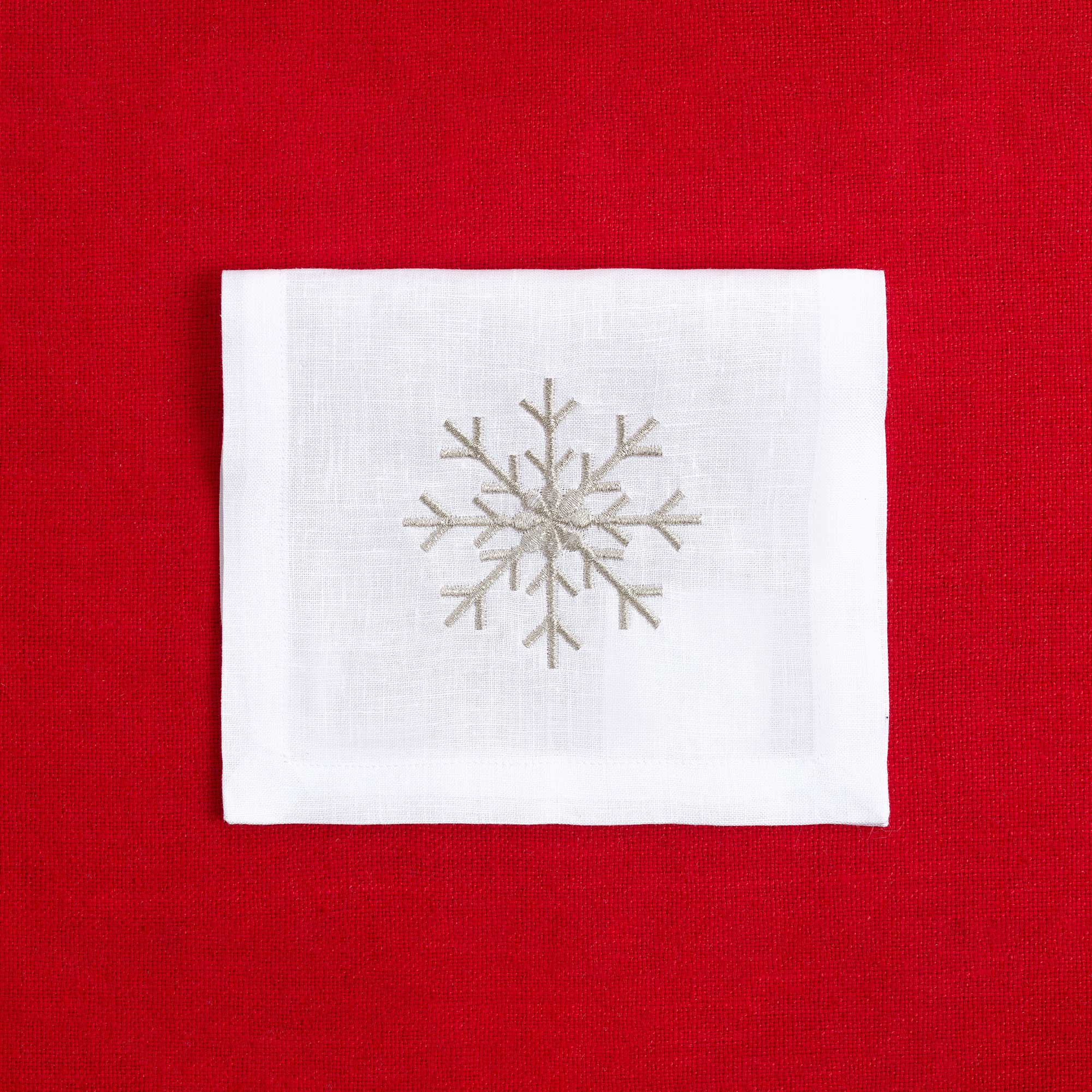 Table - Drink Placemat - Silver & Golden Snow Flakes