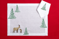 Stambecco e Abeti — hand-embroidered Italian linen placemat, Alpine ibex and kid among firs | Maison Alia