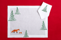 Volpe e Abeti — hand-embroidered Italian linen placemat, fox among firs | Maison Alia