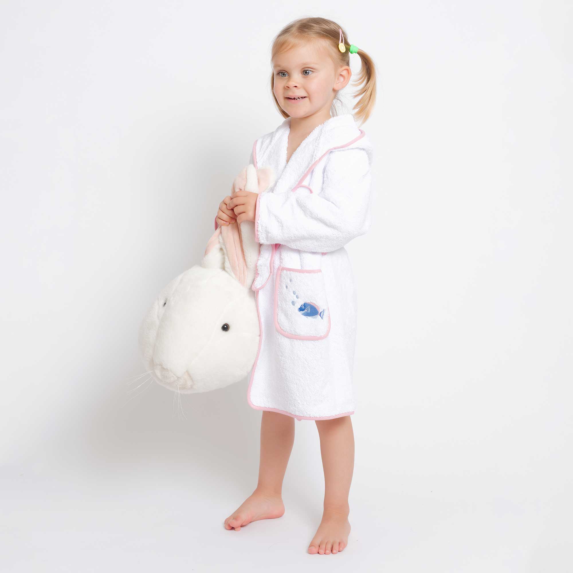 Kids - Bath Collection - Bathrobes (Pink Piping & Fish)