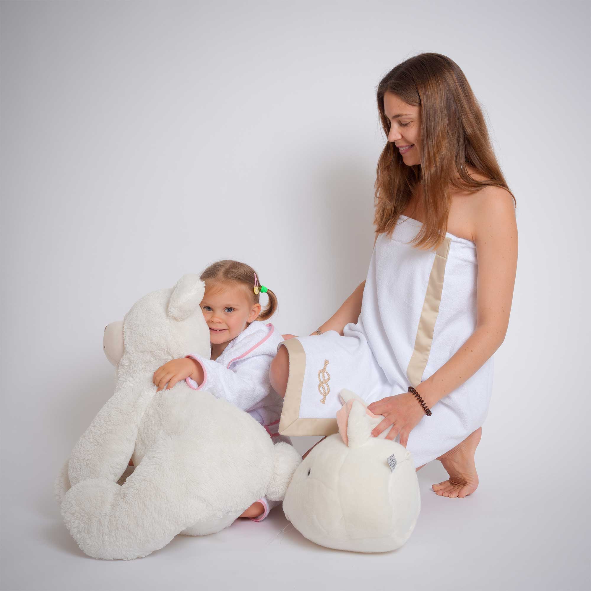 Kids - Bath Collection - Bathrobes (Pink Piping & Fish)