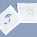 Blue Shells & Turtles - Cocktail Napkins — hand-embroidered Italian linen cocktail napkin | Maison Alia