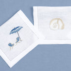 Table - Drink Placemat - Blue Shells & Turtles (Hand Embroidered)