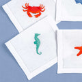 Shellfish - Cocktail Napkins — hand-embroidered Italian linen cocktail napkin | Maison Alia