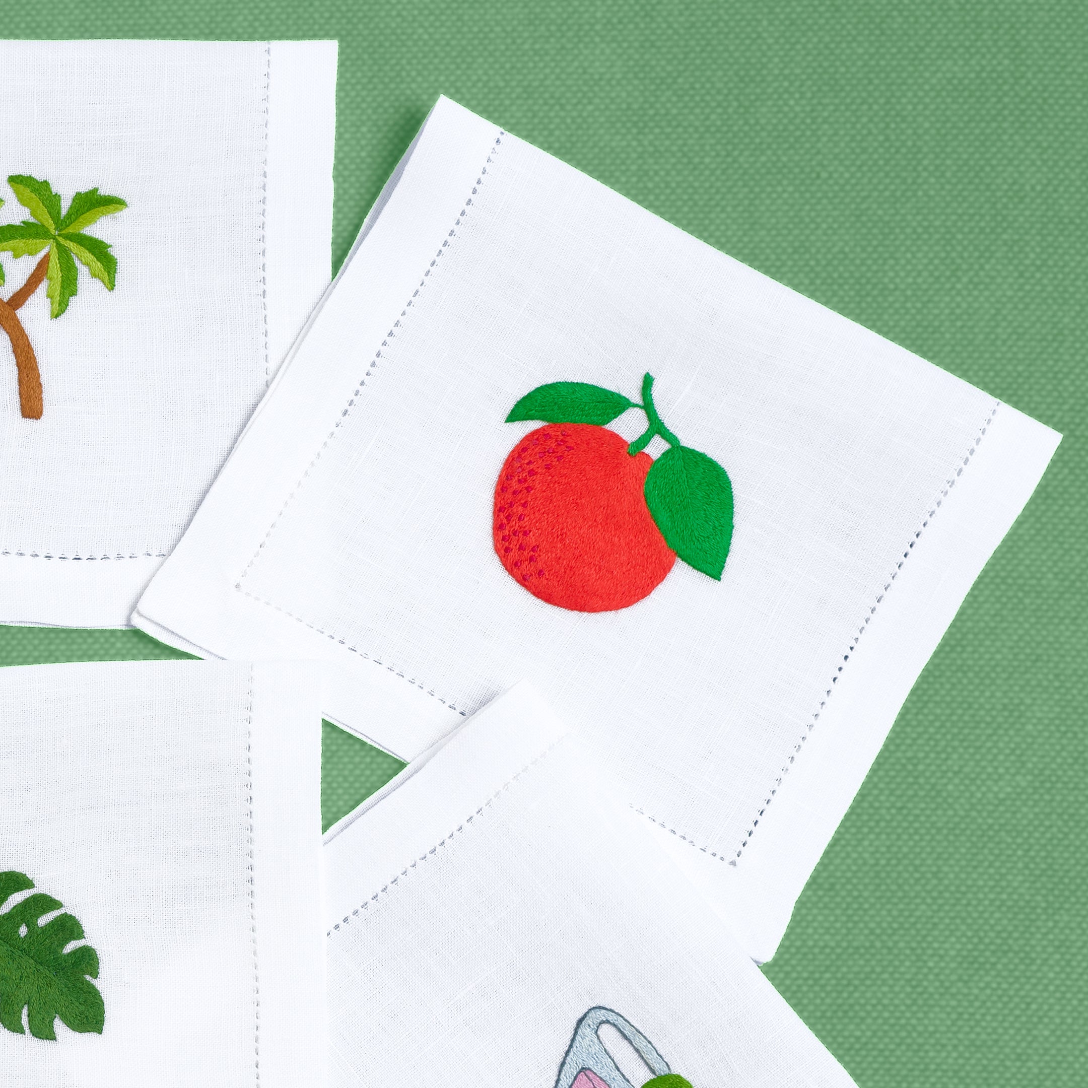 Table - Drink Placemat - Flamingo & Co (Hand Embroidered)