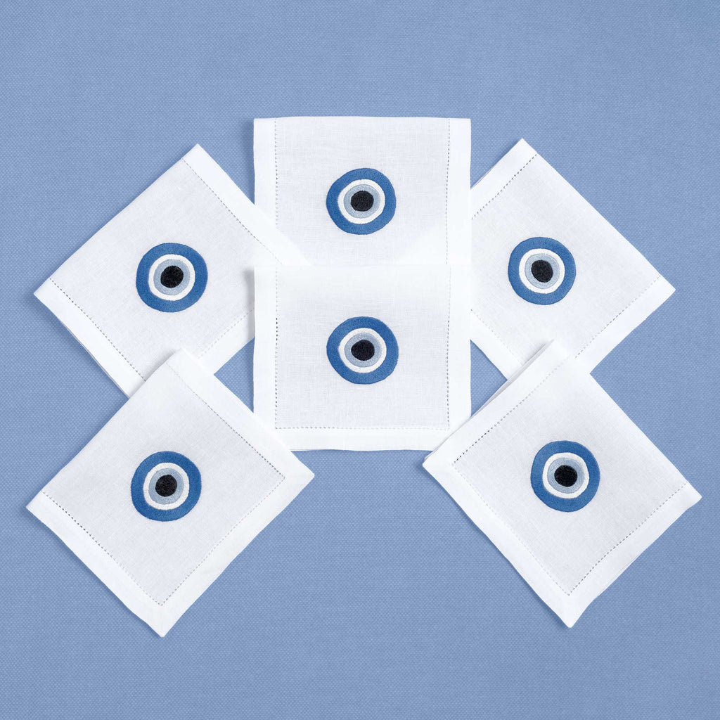 Table - Drink Placemat - Greek Eye (Hand Embroidered)