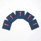 Table - Drink Placemat - Femme sur Lin Bleu (Hand Embroidered)