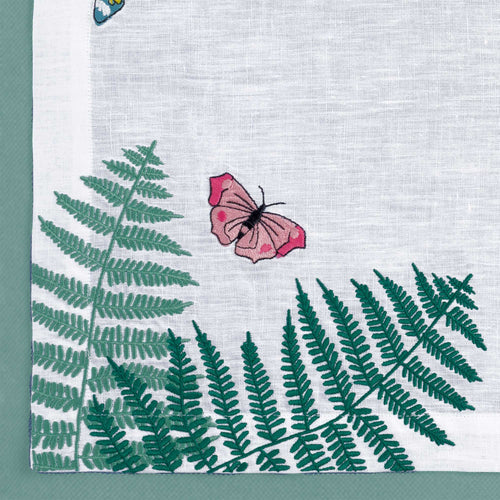Butterflies & Ferns — hand-embroidered Italian linen | Maison Alia