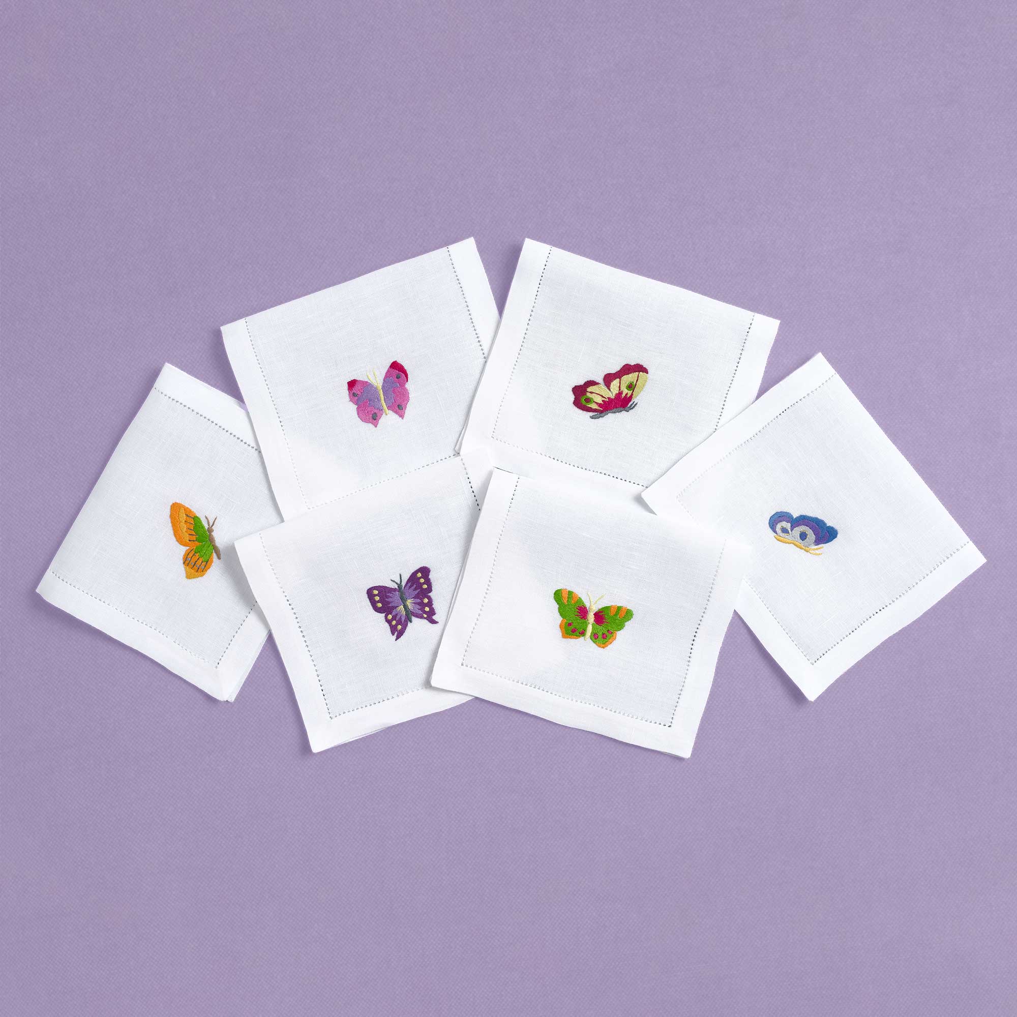 Table - Drink Placemat - Butterflies (Hand Embroidered)