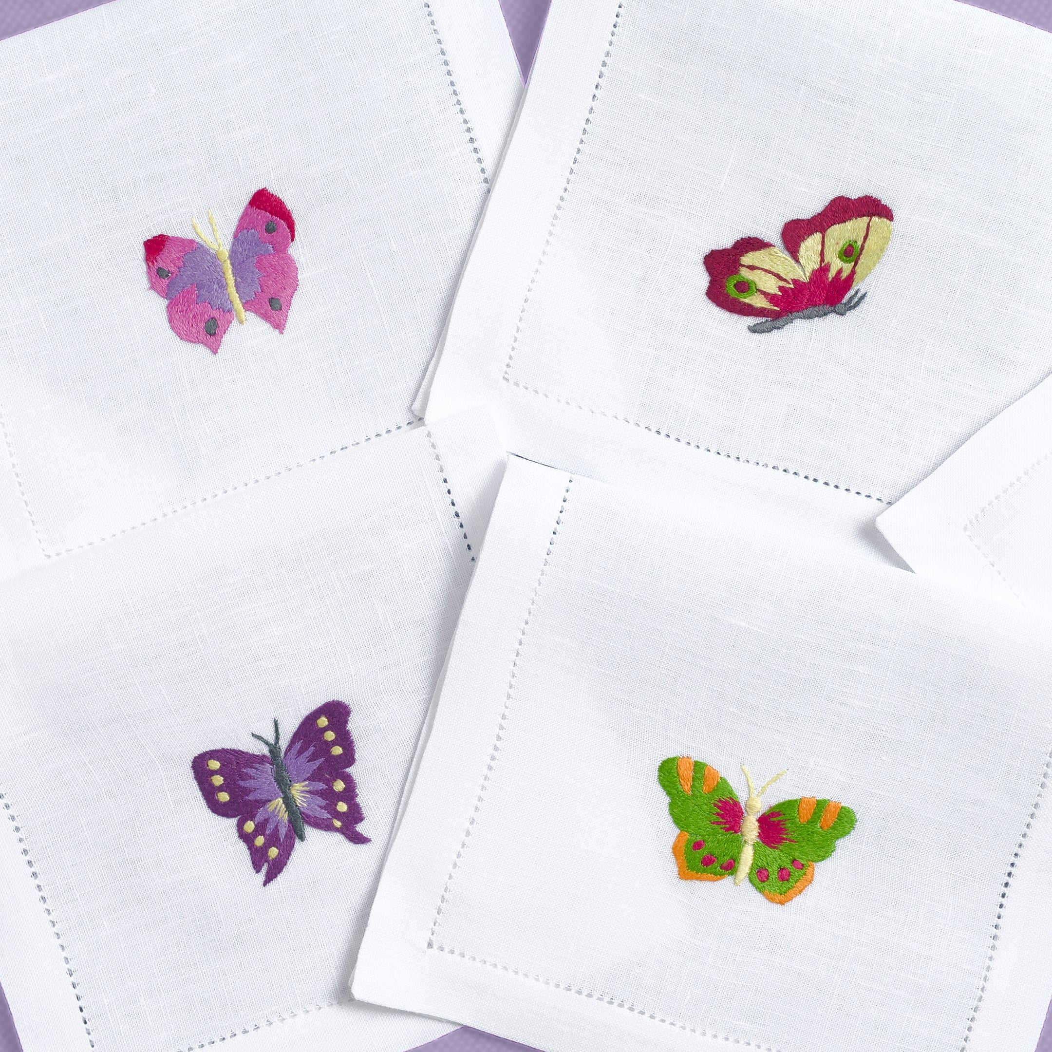 Table - Drink Placemat - Butterflies (Hand Embroidered)