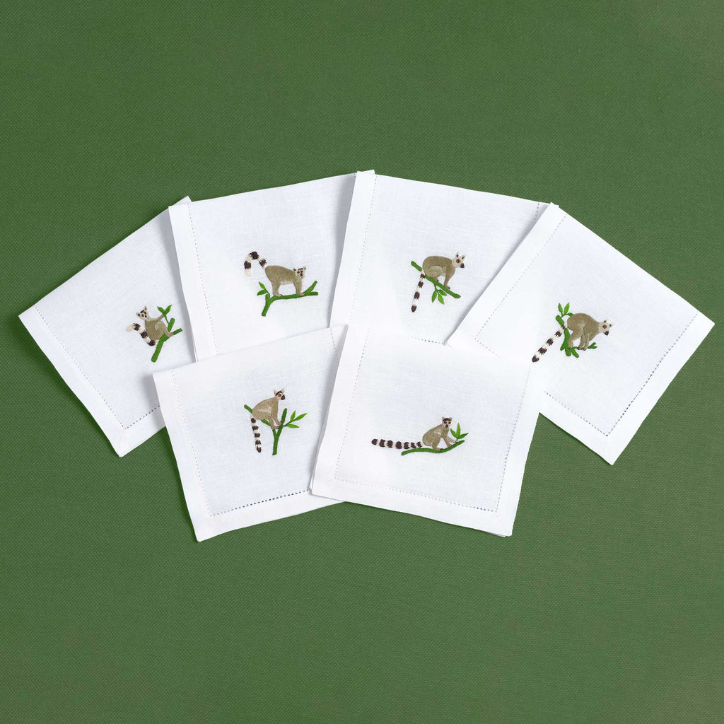 Table - Drink Placemat - Summer Lemurs (Hand Embroidered)