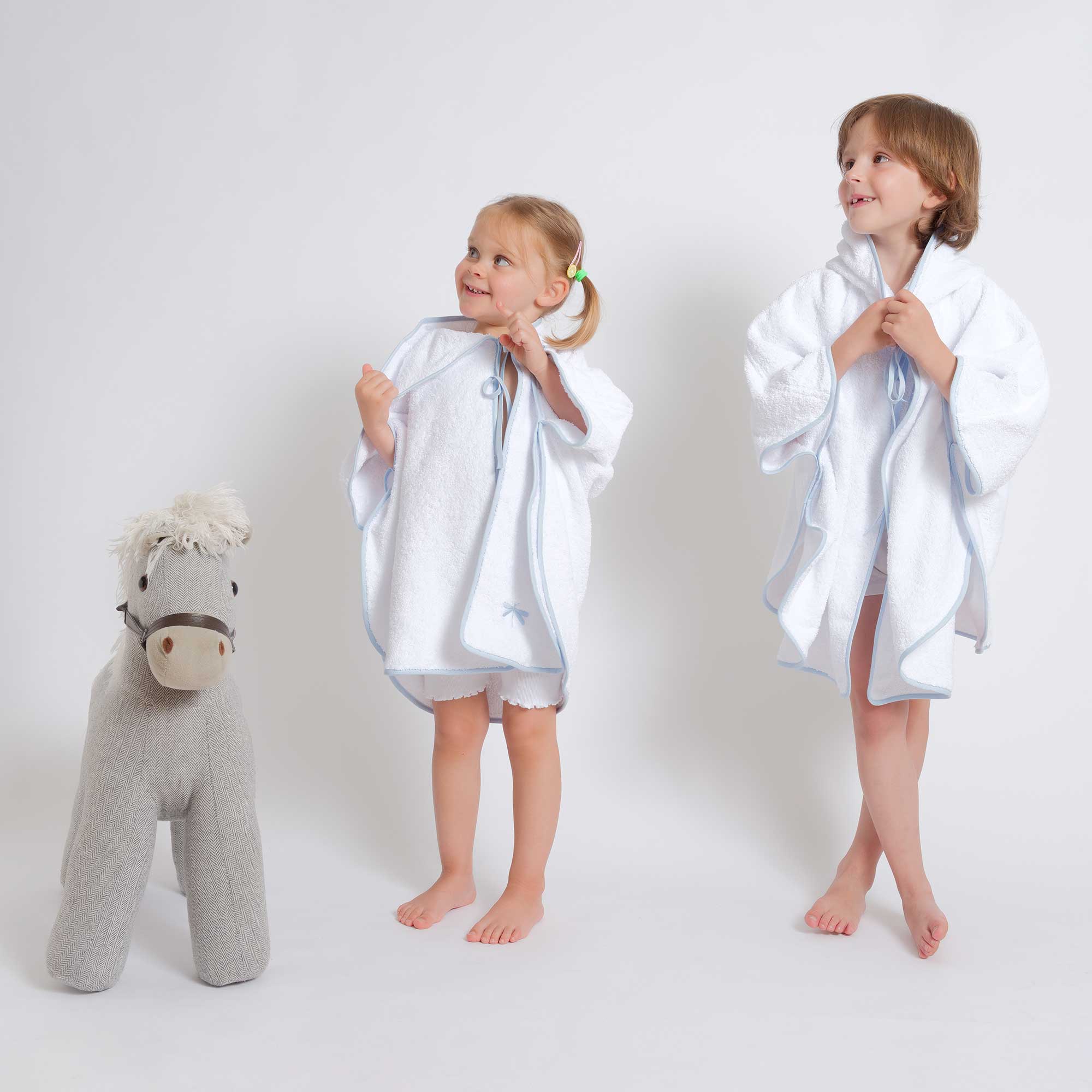 Kids - Bath Collection - Ponchos (Light Blue Piping & Dragonfly)
