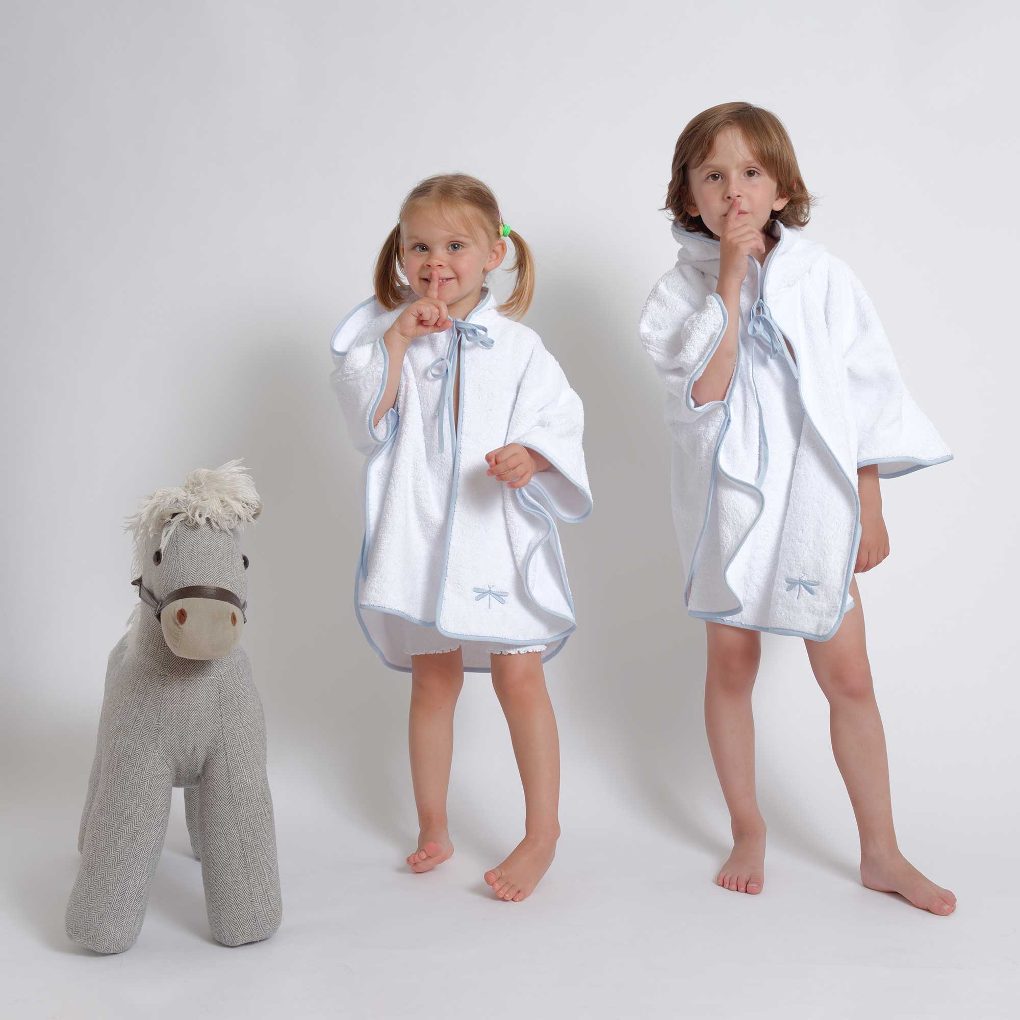 Kids - Bath Collection - Ponchos (Light Blue Piping & Dragonfly)