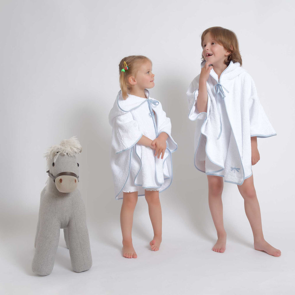 Kids - Bath Collection - Ponchos (Light Blue Piping & Dragonfly)