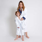 Bath Collection - Venezia White & Border Navy Sateen