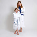Bath Collection - Venezia White & Border Navy Sateen