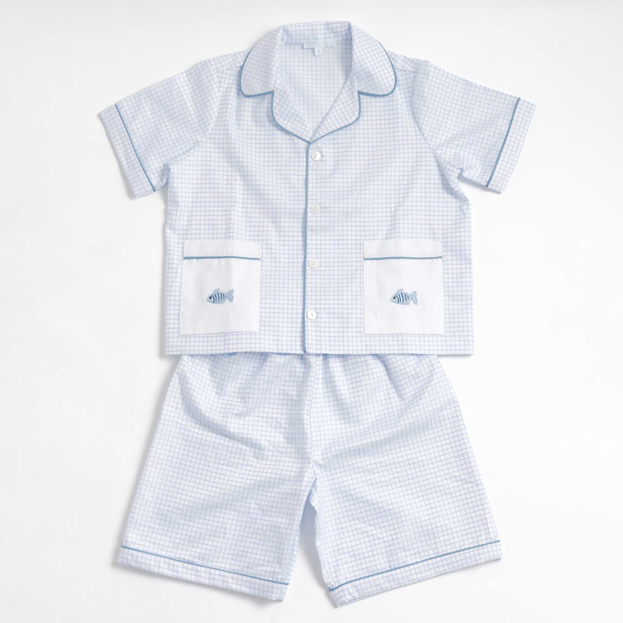 Kids - Pyjama Collection - Checkered Blue (Fish)