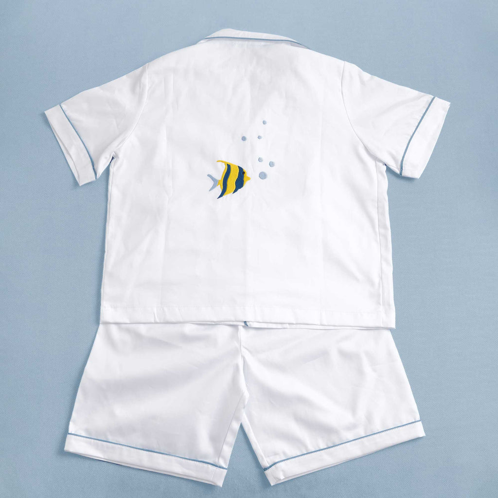 Kids - Pyjama Collection - Light Blue Piping (Fish)