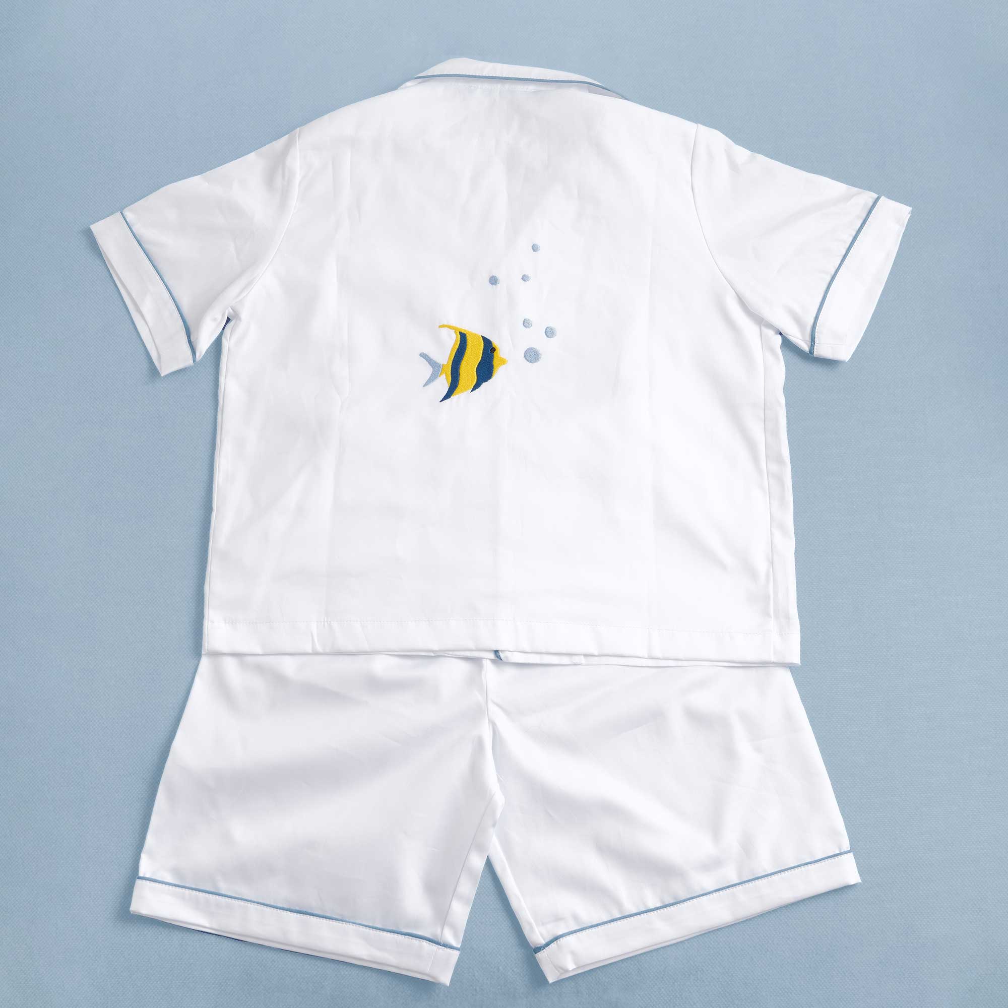 Kids - Pyjama Collection - Light Blue Piping (Fish)