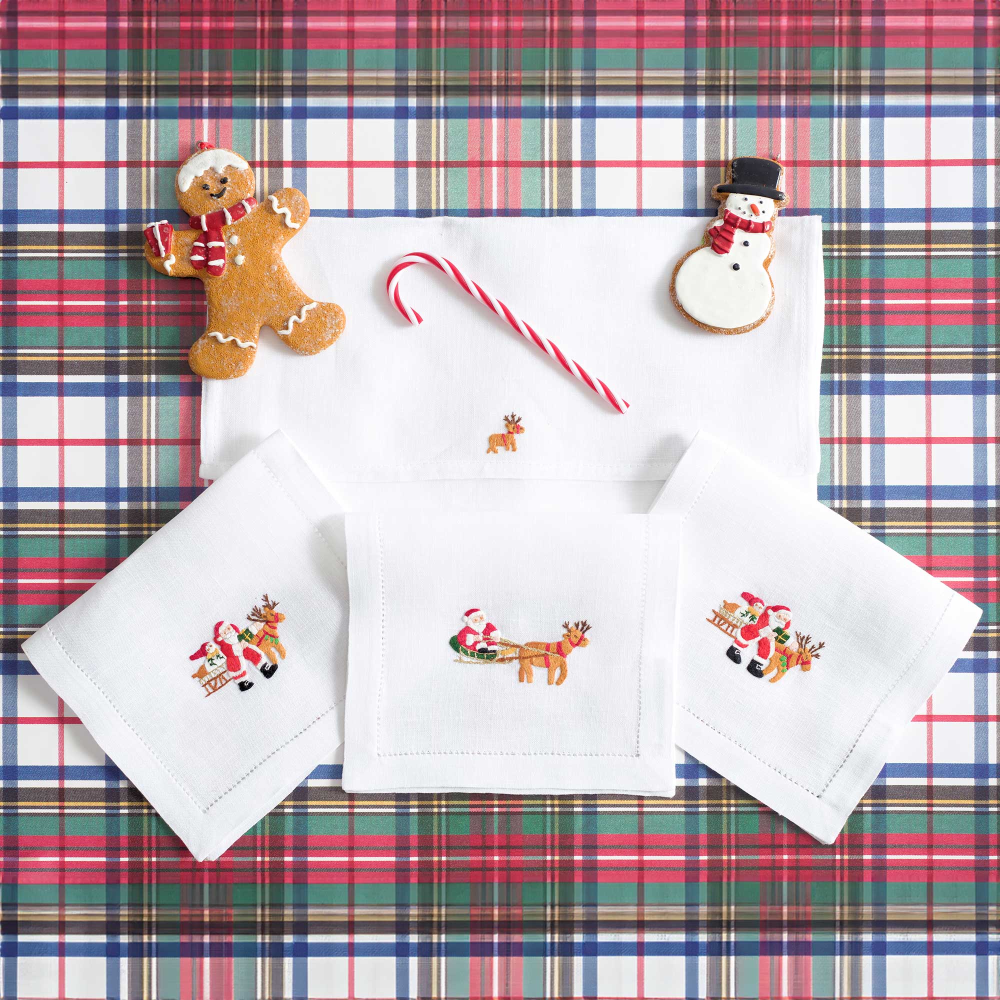 Table - Drink Placemat - Santa Claus (Hand Embroidered)