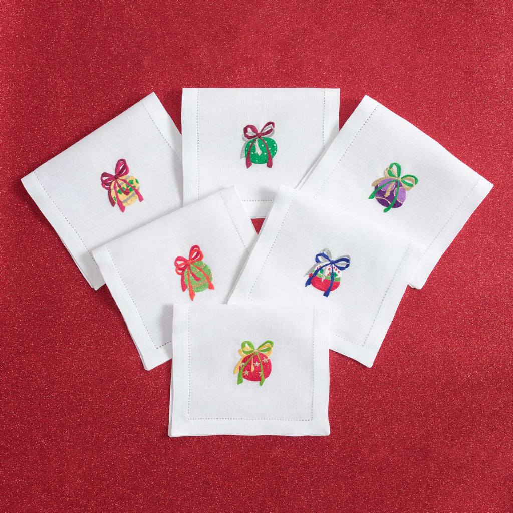 Table - Drink Placemat - Christmas Ornaments (Hand Embroidered)