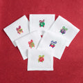 Christmas Ornaments (Hand Embroidered) (Cocktail Napkins) — hand-embroidered Italian linen cocktail napkin | Maison Alia