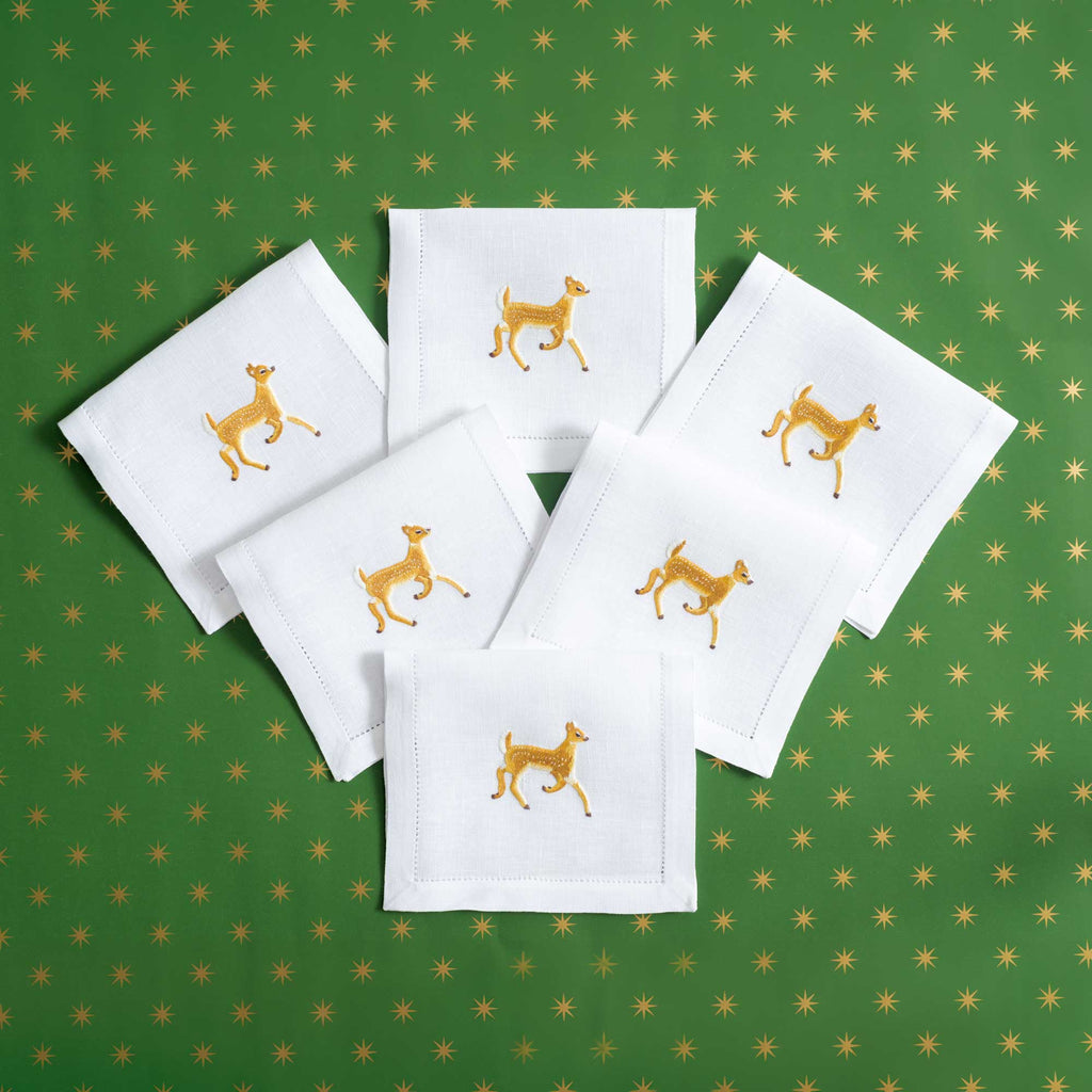 Table - Drink Placemat - Deer (Hand Embroidered)