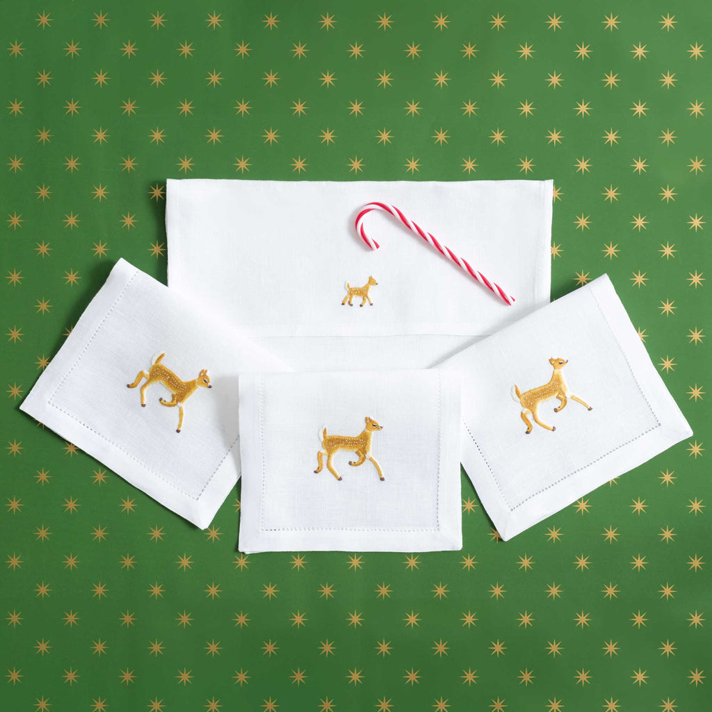 Table - Drink Placemat - Deer (Hand Embroidered)