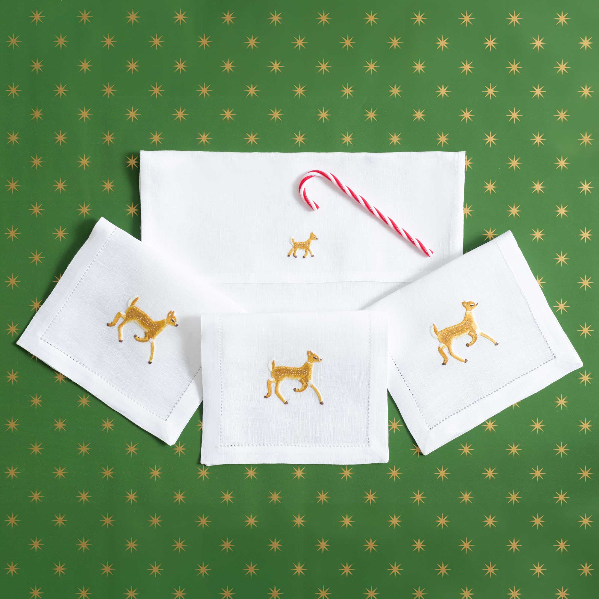 Table - Drink Placemat - Deer (Hand Embroidered)