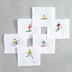 Table - Drink Placemat - Skiiers (Hand Embroidered)