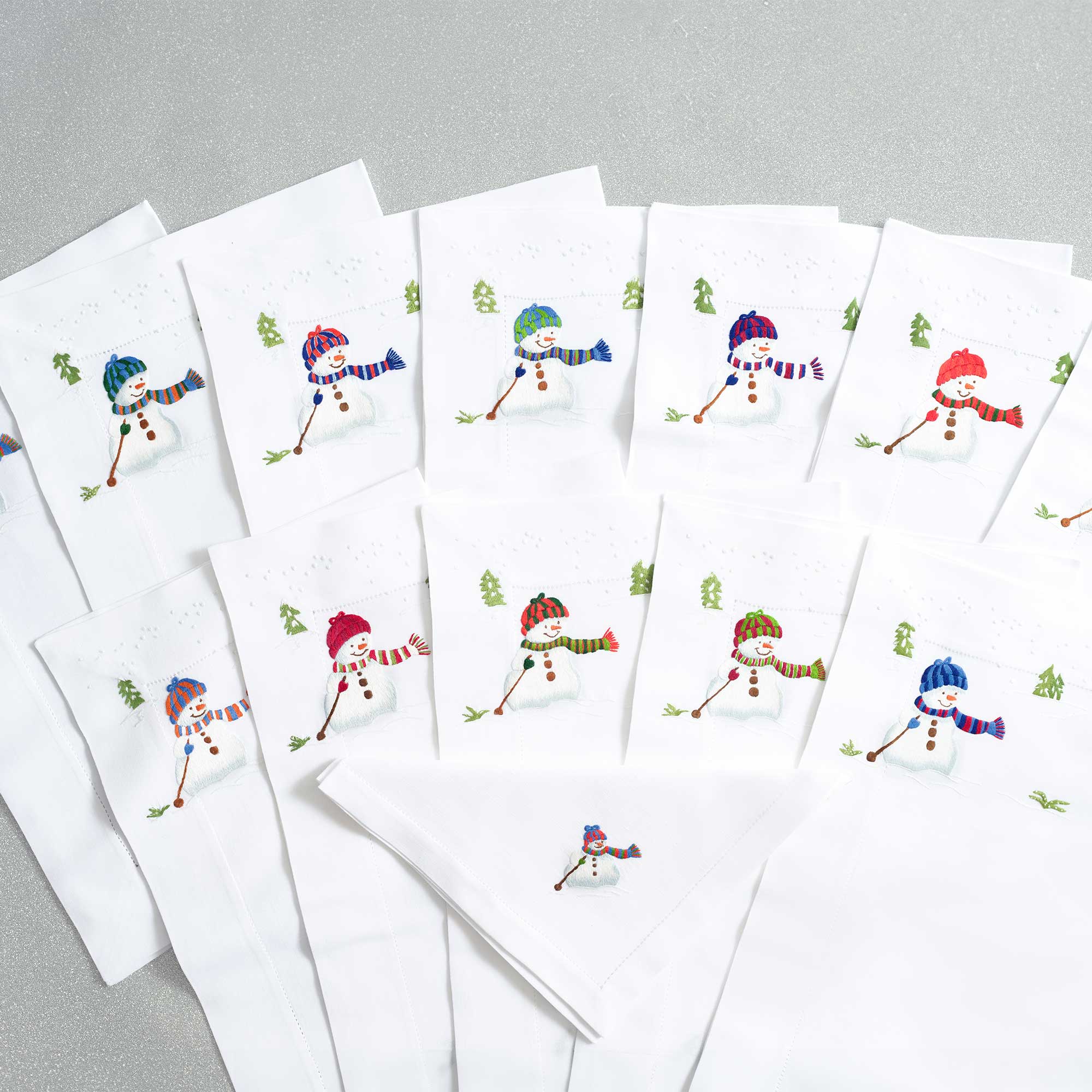 Table - Placemat - Snowmen (Hand Embroidered)